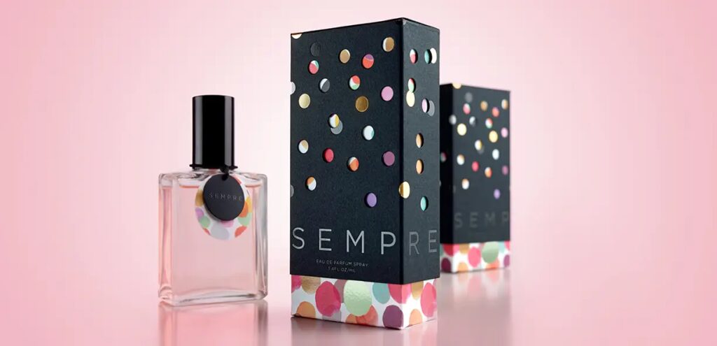Colorful Sempre packaging and bottle