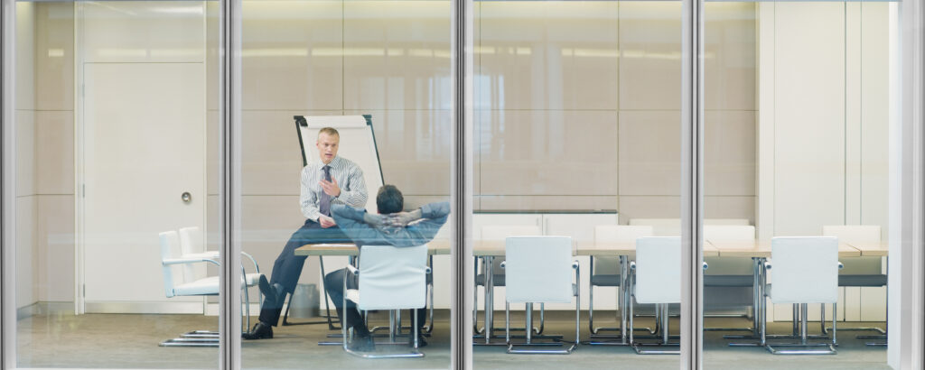 Smart glass conference room - transparent